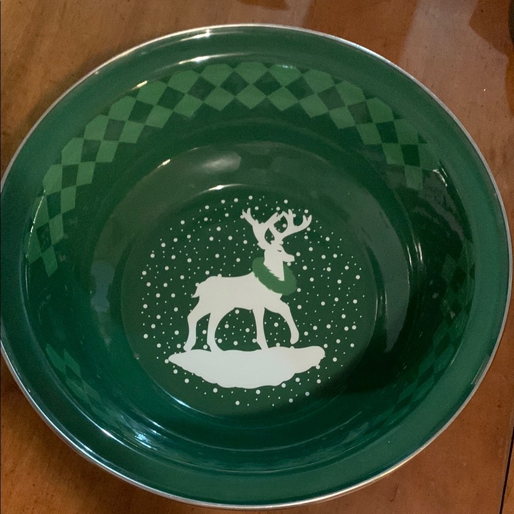🎄Enamel Bowl with Reindeer Design